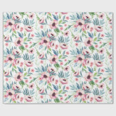 Pink Spring Floral Pattern Cadeaupapier (Vlak)
