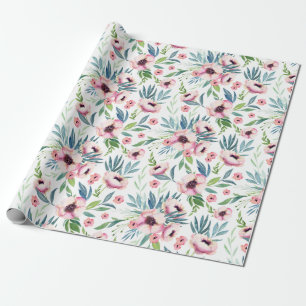 Pink Spring Floral Pattern Cadeaupapier