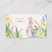 Pink Spring Peter the Rabbit Baby shower Luier Ra Informatiekaartje (Achterkant)