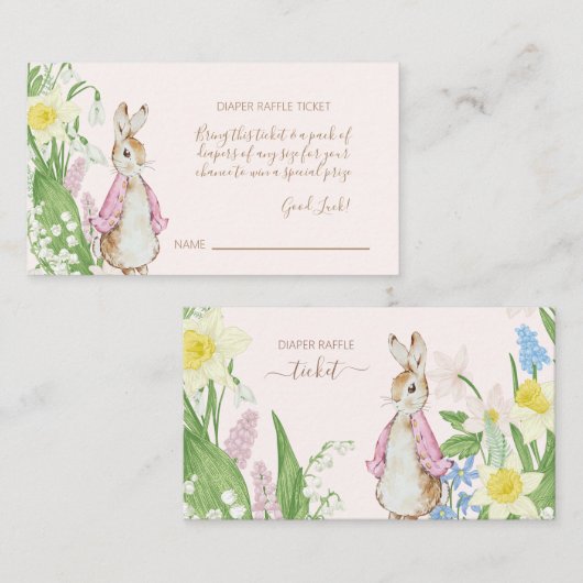 Pink Spring Peter the Rabbit Baby shower Luier Ra Informatiekaartje (Voorkant / Achterkant)