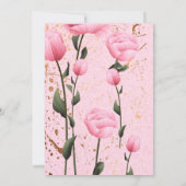 Pink Spring Roos Floral Wedding Kaart (Achterkant)