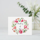 Pink Spring Wreath Penser de vous carte postale (Debout devant)