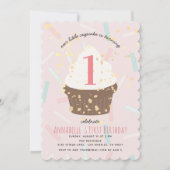 Pink Sprinkings Cupcake Invitation d'anniversaire (Devant)