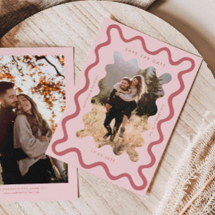 Pink Squiggly Wavy Lijst Wedding Save The Date