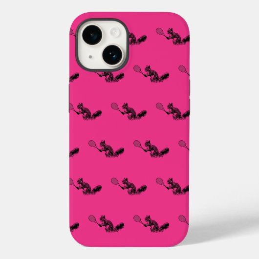 Pink Squirrel Tennis Player Patroon Case-Mate iPhone Case (Achterkant)