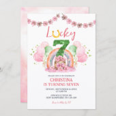 Pink St Patrick Lucky Seven Birthday Invitation (Devant / Derrière)