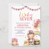 Pink St Patrick Lucky Seven Birthday Invitation (Devant)