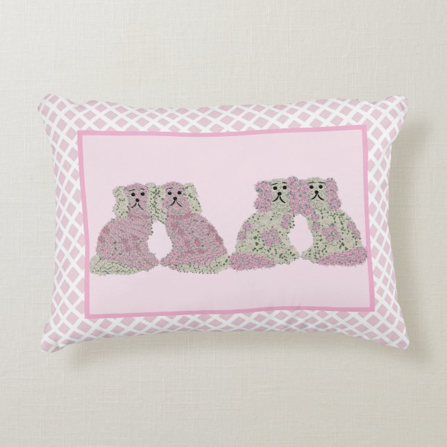 Pink Staffordshire Dogs Breakfast Accent Kussen (Voorkant)