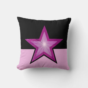 Pink Star lance oreiller carré rose pâle noir