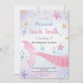 Pink Star Mermaid Tail Anniversaire Invitations (Devant)