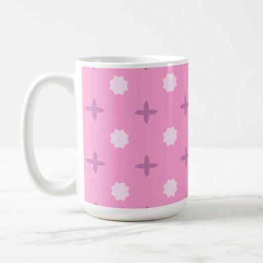 Pink Star Petal Dot Pattern Koffiemok (Links)