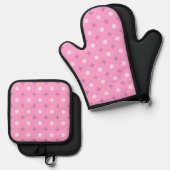 Pink Star Petal Dot Pattern Ovenwant & Pannenlap Set (Voorkant / Achterkant)