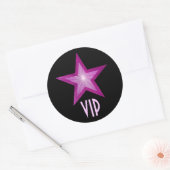 Pink Star VIP autocollant rond noir (Enveloppe)
