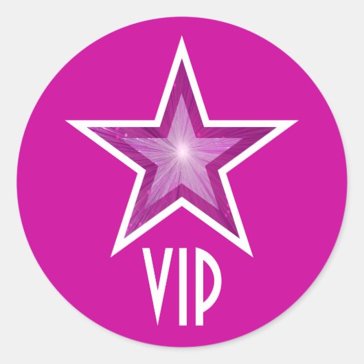 Pink Star VIP autocollant rond rose (Devant)