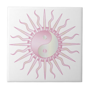 Pink Starburst Yin Yang Tegeltje