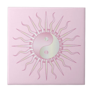 Pink Starburst Yin Yang Tegeltje