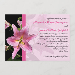 Pink Stargazer Lily Faire-part de mariage 2