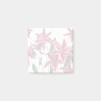 Pink Stargazer Lily Floral Pattern Sticky Notes
