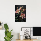 Pink Stargazer Lily Flowers Art Imprimer Poster (Bureau à domicile)