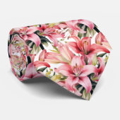 Pink Stargazer Lily Llies Stropdas (Opgerold)