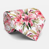 Pink Stargazer Lily Llies Stropdas (Opgerold)