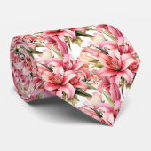 Pink Stargazer Lily Llies Stropdas (Opgerold)