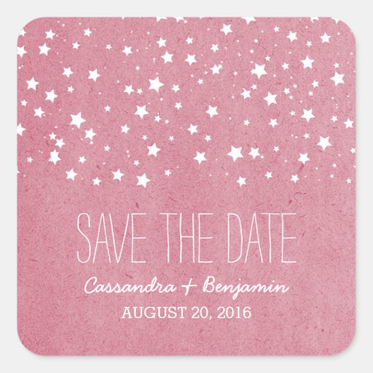 Pink Starry Night Enregistrer la date Stickers (Devant)