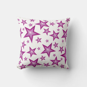 Pink Stars imprimé lancer oreiller carré blanc