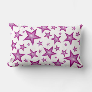 Pink Stars imprimé lancer oreiller lumbar blanc