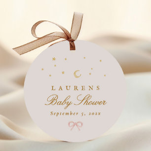 Pink Stars Moon Princess Sprookjesachtig Baby show Bedankjes Labels