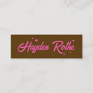 Pink Stars Retro Typografie Bruin Mini Visitekaartje
