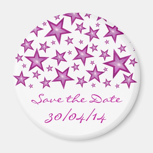 Pink Stars 'Save the Date' frigo aimant blanc (Devant)