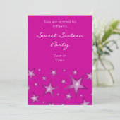Pink Stars Sweet sixteen invitation verticale rose (Debout devant)