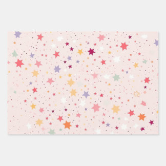 Pink Stars Wrapping Papier (Set van 3 ) Inpakpapier Vel
