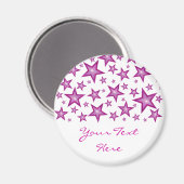 Pink Stars 'Your Text' frigo aimant blanc (Recto/Verso)