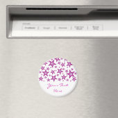 Pink Stars 'Your Text' frigo aimant blanc (In Situ (Lave-vaisselle))