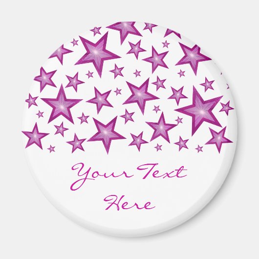 Pink Stars 'Your Text' frigo aimant blanc (Devant)