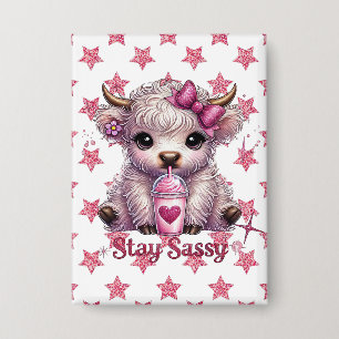 Pink, Stay Sassy, Highland Koeien Button
