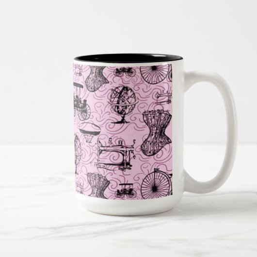 Pink Steampunk Motif café Mug (Droit)