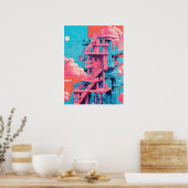 Pink Steps Building Poster (Keuken)