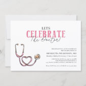 Pink Stethoscope Celebrate Graduation invitation (Devant)