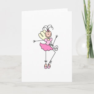 Pink Stick Ballerina Vier Kaart