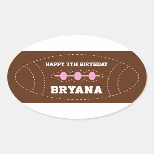 PINK Stitched Football Baby shower Party Sticker