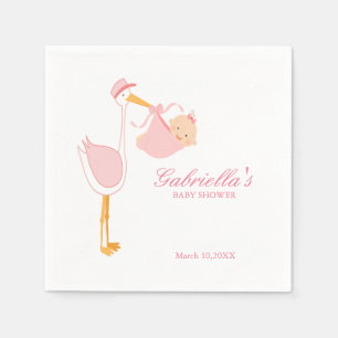 Pink Stork Baby shower gepersonaliseerd servet