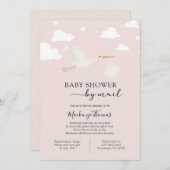 Pink Stork Baby shower per post Kaart (Voorkant / Achterkant)