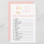 Pink Stork nest Baby word scramble game (Voorkant / Achterkant)