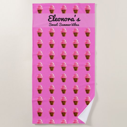 Pink Strawberry and Chocolate Ice Cream Pattern Strandlaken (Voorkant)