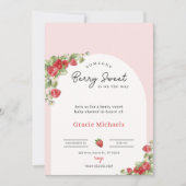 Pink Strawberry Baby Shower Invitation (Devant)