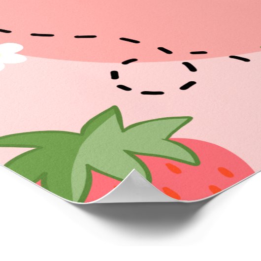 Pink Strawberry Berry First Birthday Welcome Poster (Hoek)