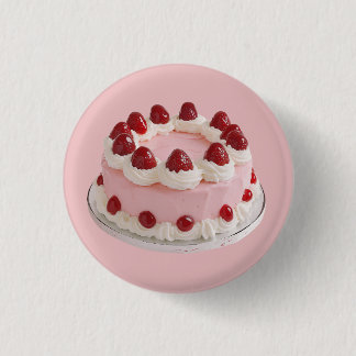 Pink Strawberry Celebration Cake Ronde Button 3,2 Cm